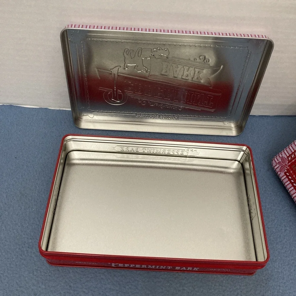 Williams Sonama Peppermint Bark 1 lb/16 oz Tins (Empty) from 2024 - Set‎ of 2